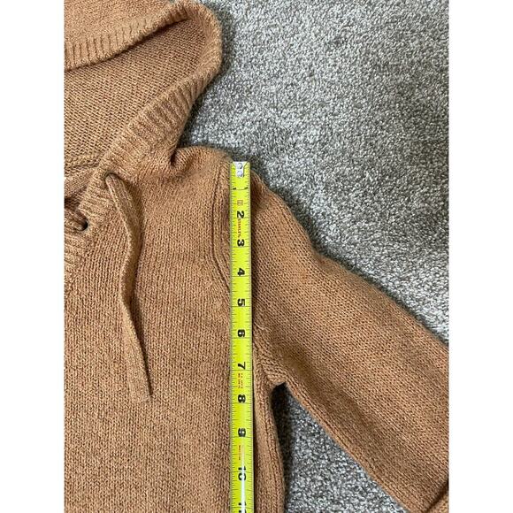 Hollister Hoodie Lace Up Pullover Aztec Western Cable Knit Sweater Tan S - Picture 10 of 10